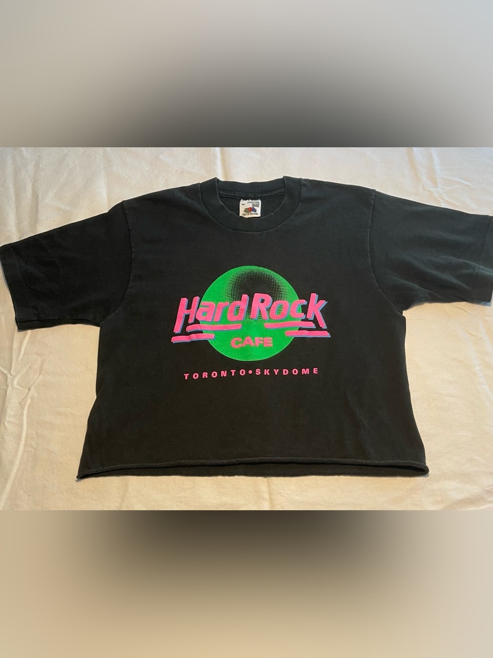 Hard Rock Cafe Black crop with Neon Green Circle & Hot Pink Logo vintage